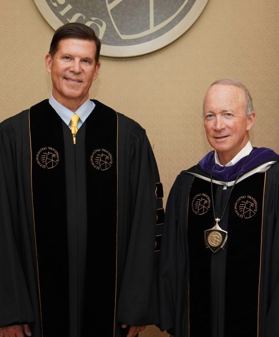 Keith Krach Chairman Board of Trustees, Purdue, with Mitch Daniels, President Purdue University